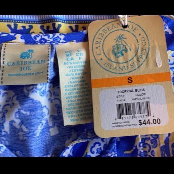 CARIBBEAN JOE SMALL TOP with Elephant print. NWT - Picture 6 of 6